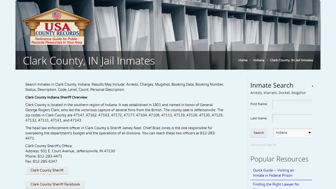 Clark County, IN Jail Inmates | Name Search